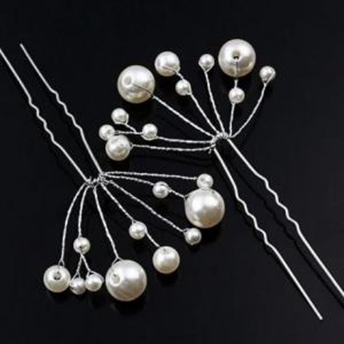 ESKÜVŐ HAD03B - Menyasszonyi fehér gyöngyös hajtű hajdísz