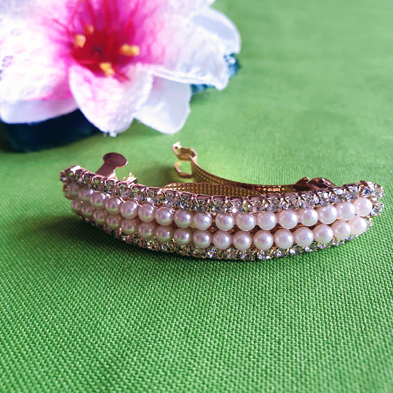 ESKÜVŐ HAD130 - Menyasszonyi strasszköves gyöngyös franciacsat