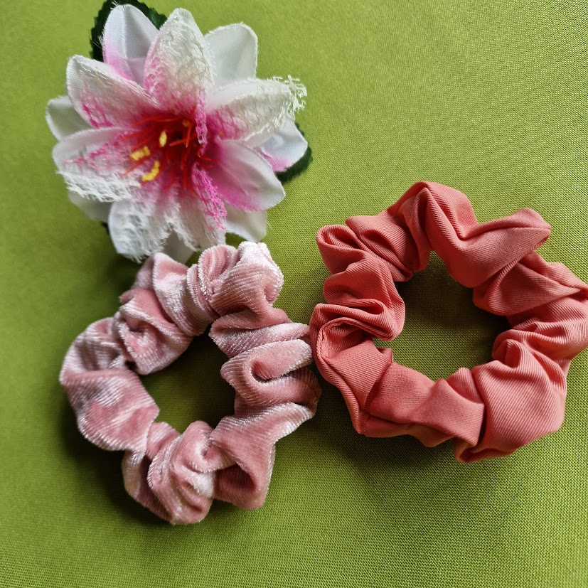 HAD181 - Hajgumi scrunchie - piros és rózsaszín