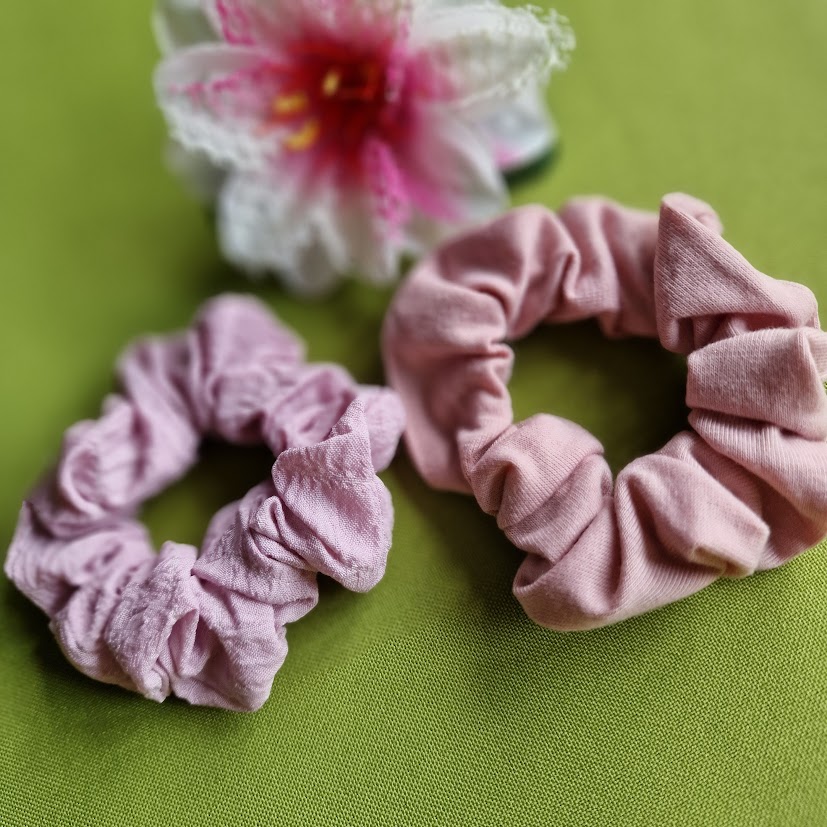 HAD182 - Hajgumi scrunchie - rózsaszín és lila