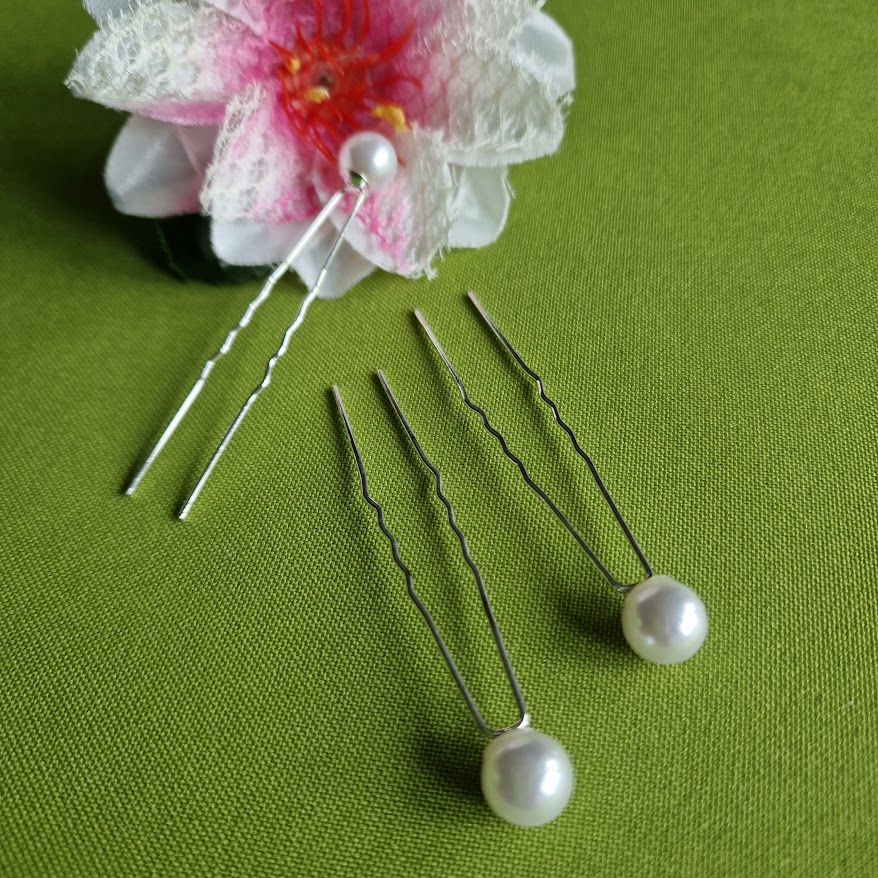 ESKÜVŐ HAD205B - Fehér 10mm-es gyöngyös hajtű