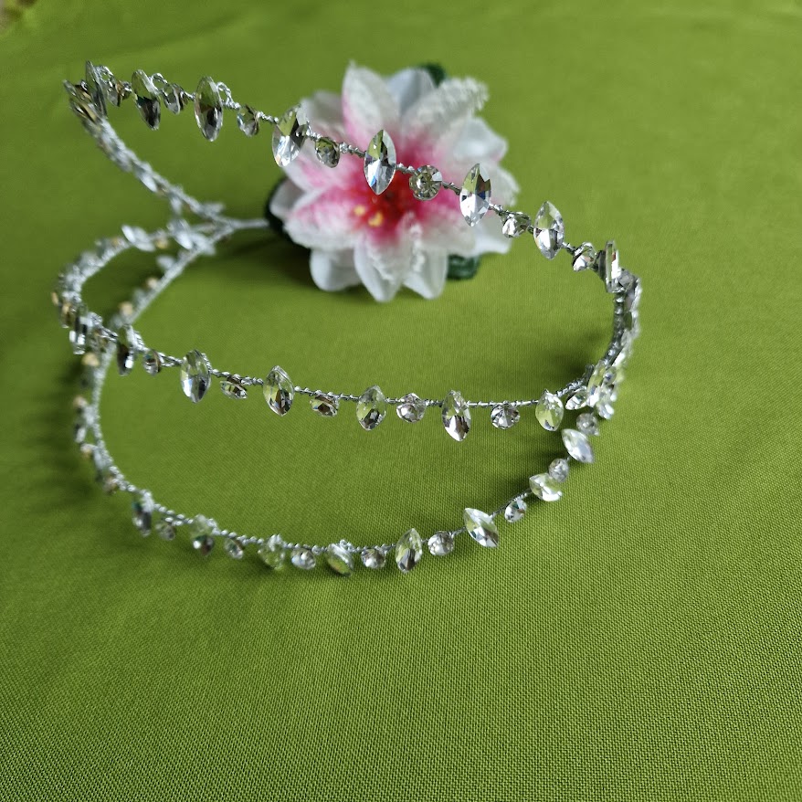 ESKÜVŐ HAD228 - Menyasszonyi kristályköves 3 soros hajpánt hajdísz