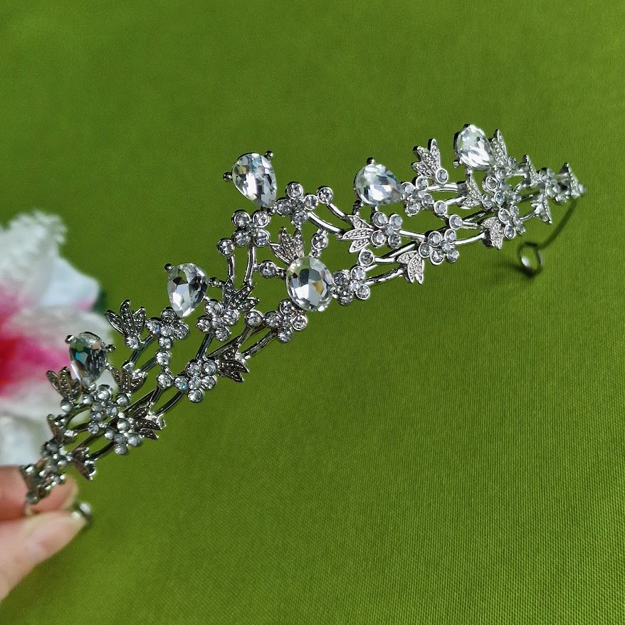 ESKÜVŐ HAD229 - Menyasszonyi kristályköves Tiara hajpánt hajdísz 30mm