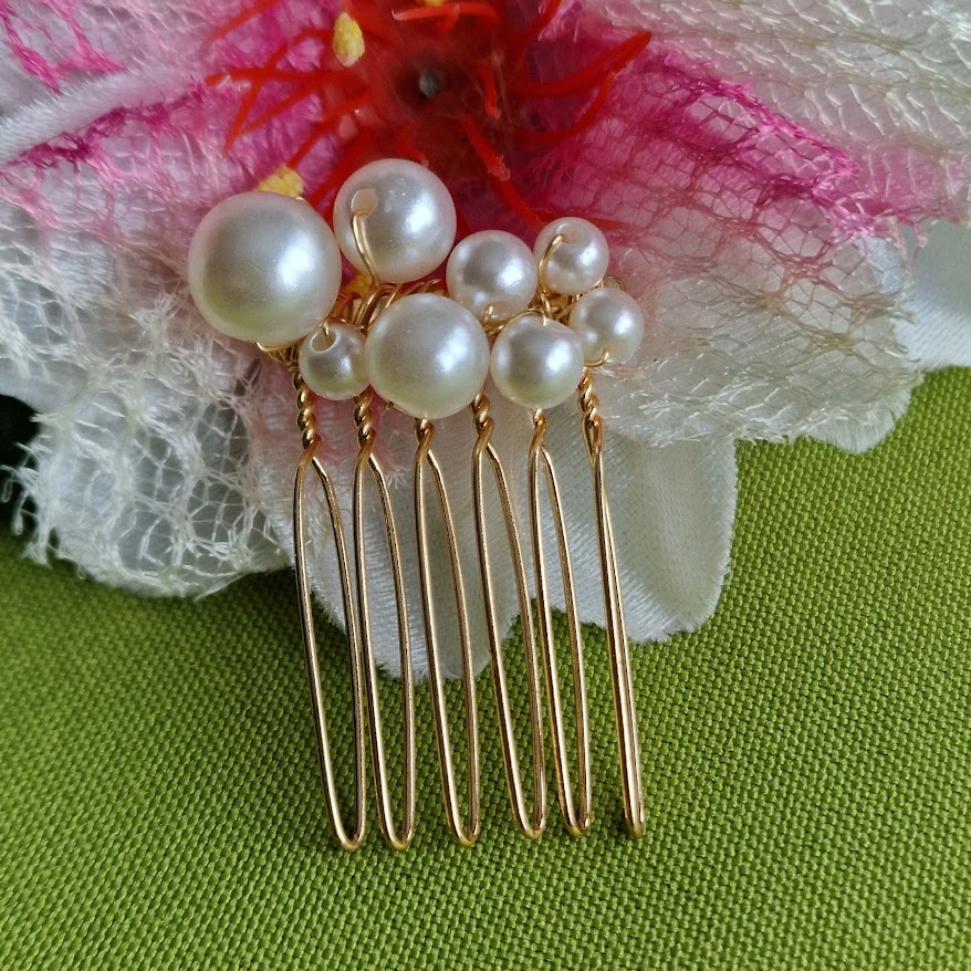 ESKÜVŐ HAD238 - Gyöngyös mini hajfésű hajdísz