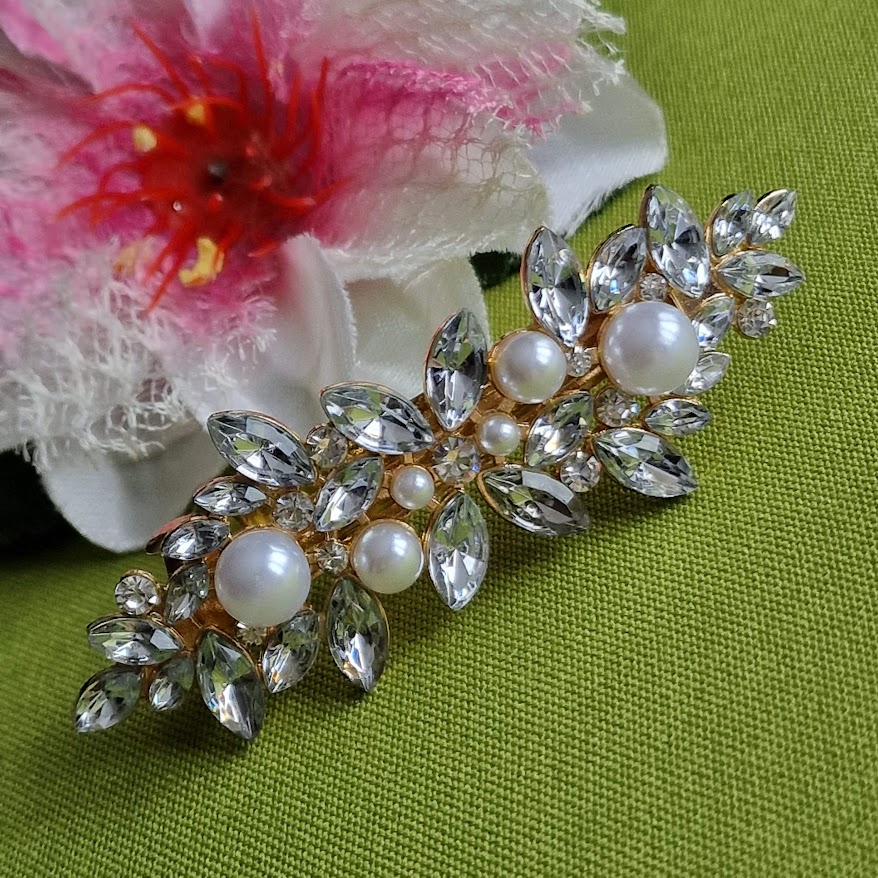 ESKÜVŐ HAD248 - Menyasszonyi kristályköves gyöngyös franciacsat