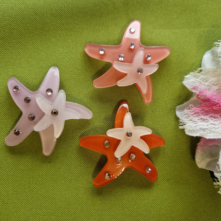 ESKÜVŐ HPT52 - Csillag formájú strasszköves hajpánt hajráf dísz - bross kitűző