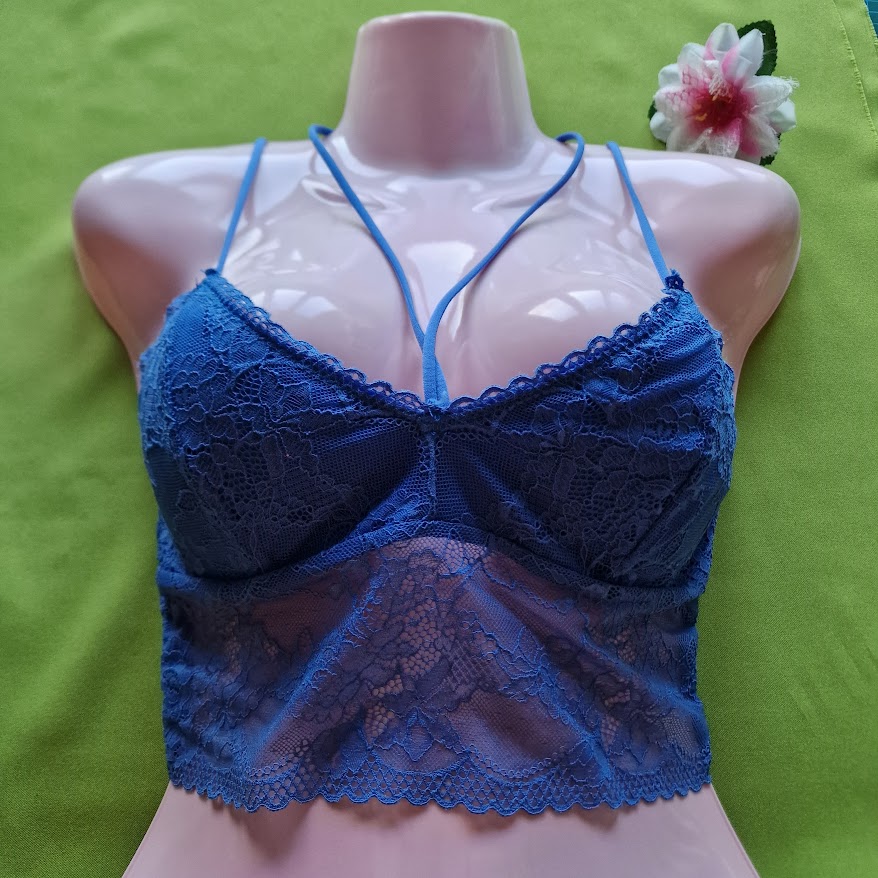 FEN156 - Női fehérnemű - Králykék színű csipke melltartó top 160 80 A-B