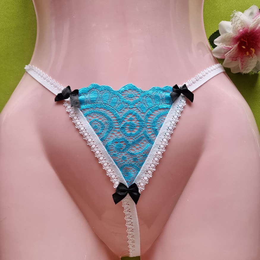 FEN42B - Női fehérnemű - Masnis kék csipke tanga