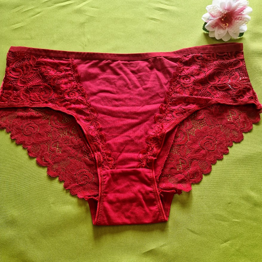 FEN144-3 - Hagyományos fazonú pamutos női bugyi - bordó 5XL-es