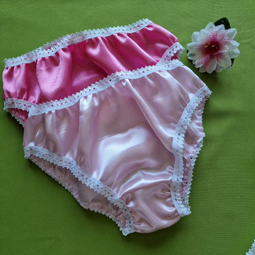 FEN78-2-6 - Női fehérnemű - 2db Hagyományos fazonú szatén bugyi - rózsa és pink