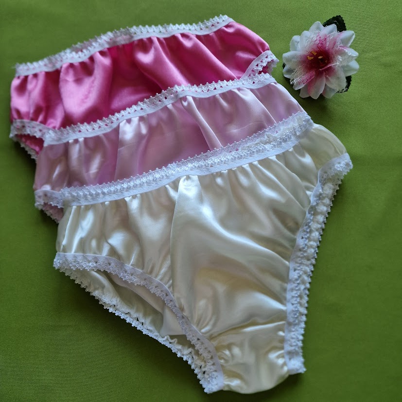 FEN78-3-1 - 3db Hagyományos fazonú szatén bugyi - rózsa