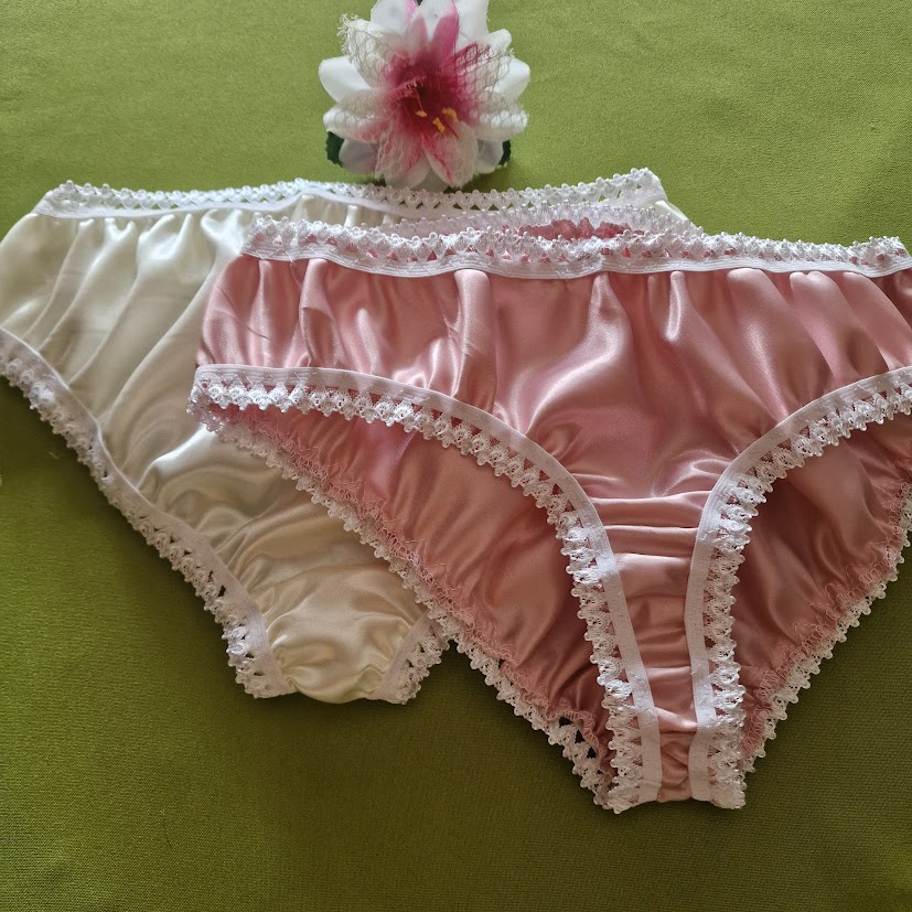 FEN70-5 - 2db Brazil tanga szatén bugyi - fehér és rózsaszín