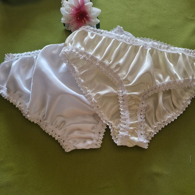 FEN70-3 - 2db Brazil tanga szatén bugyi - fehér és ekrü