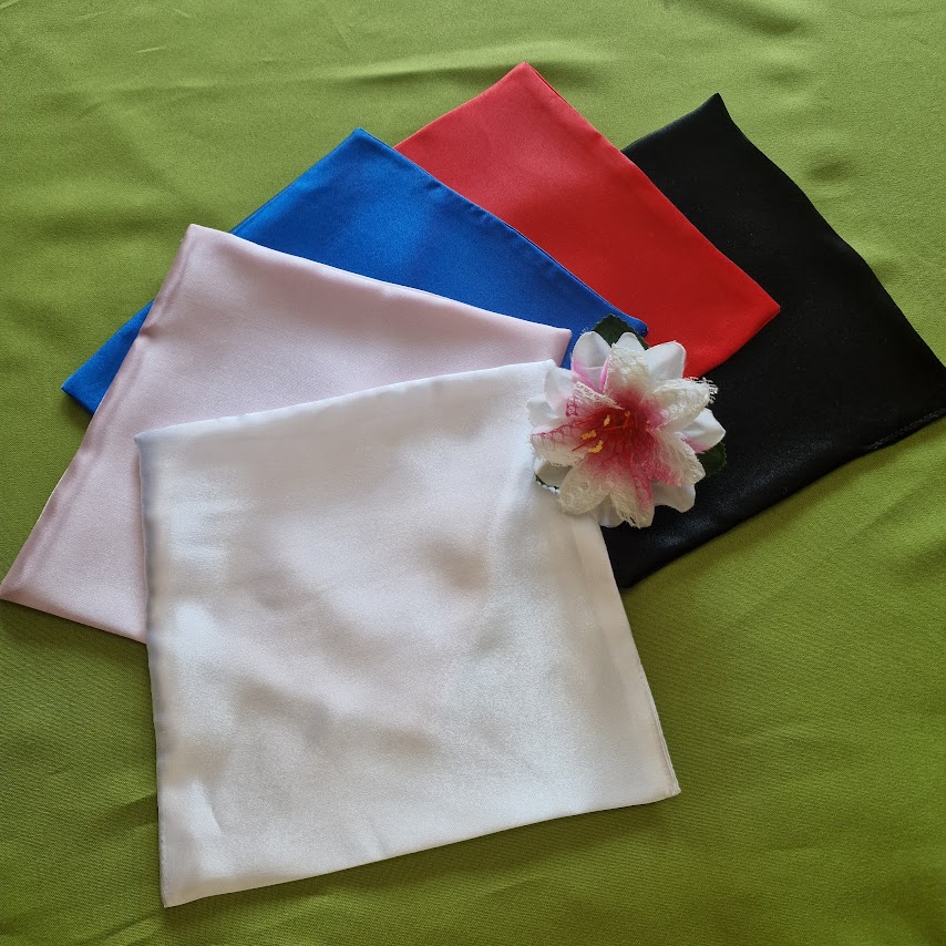  ESKÜVŐ DZS02 - Szatén dupla díszzsebkendő 20x20cm - több színben