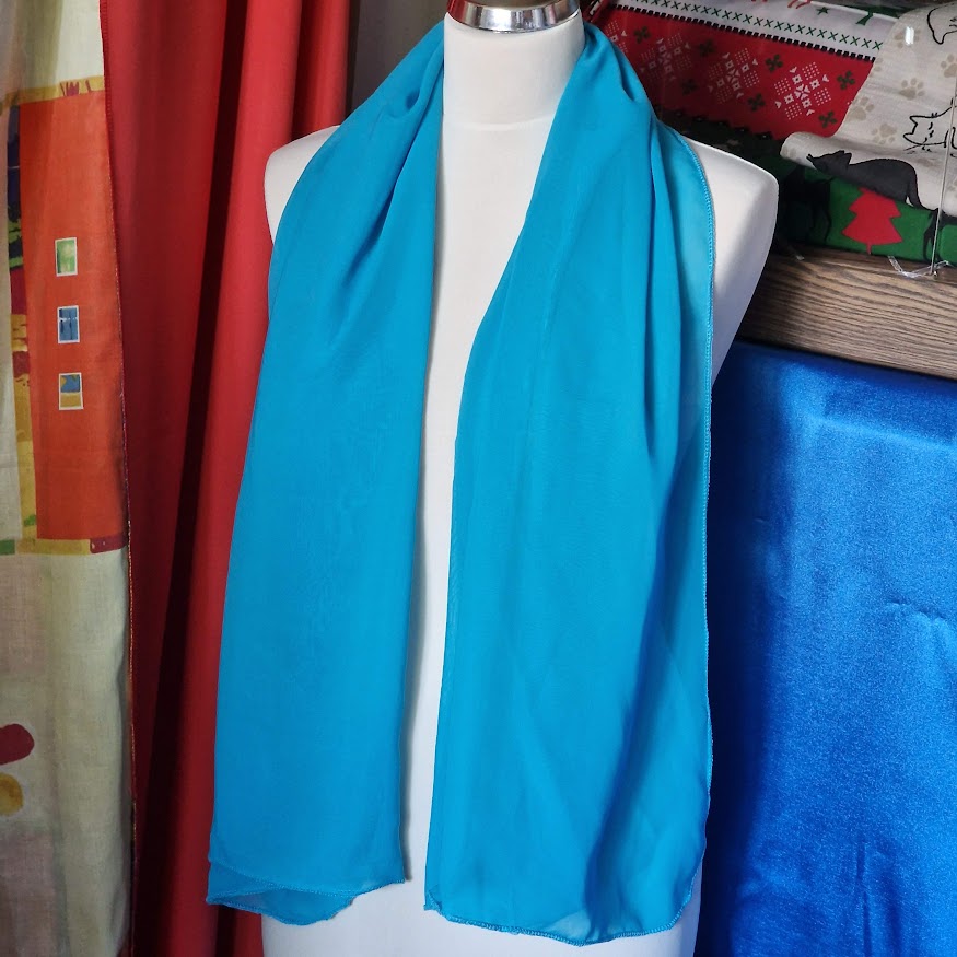 ESKÜVŐ SÁL31B- Menyasszonyi muszlin stóla sál - türkizkék 60x145cm