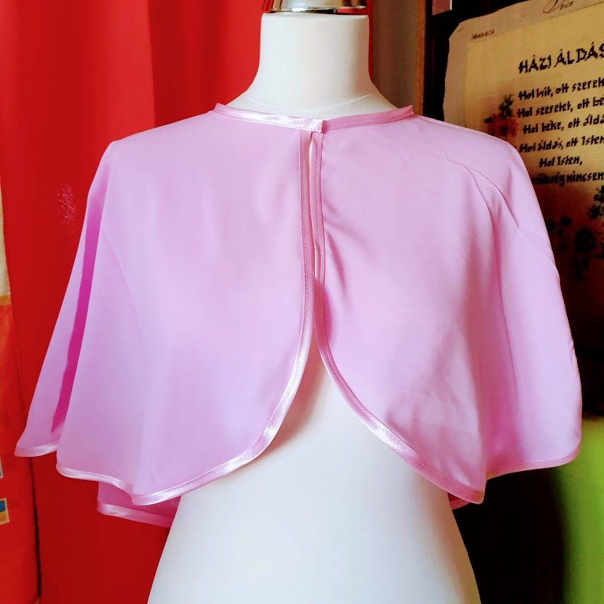 ESKÜVŐ BOL26 - Elegáns rózsaszín színű muszlin boleró pelerin