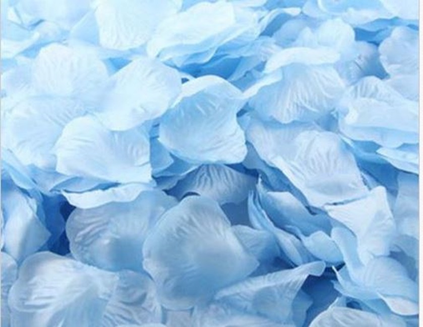 ESKÜVŐ PARTI DEK79 - 100db-os textil virágszirom – világoskék