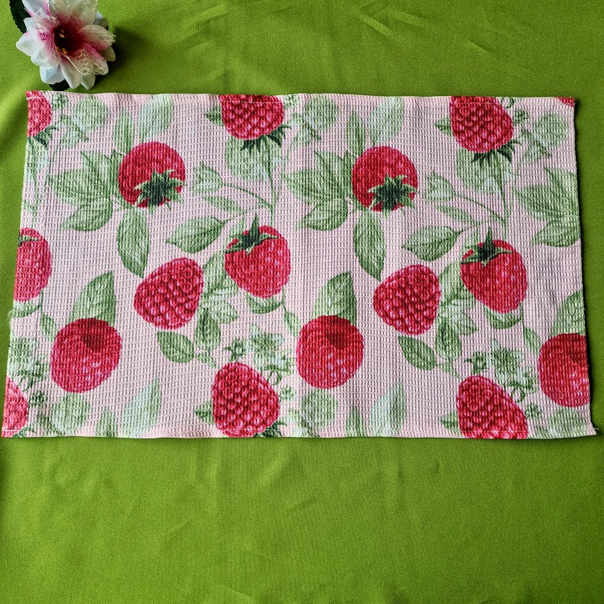 OTT77 - Kisméretű málna mintás pamut konyharuha törlőkendő - 30x52cm