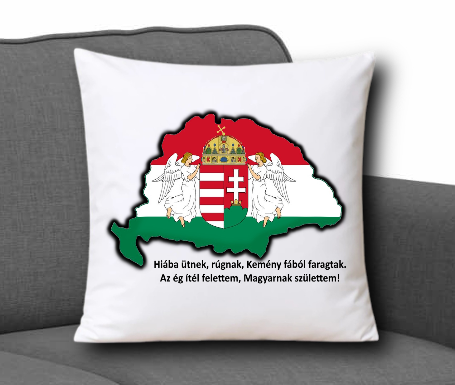Díszpárna 35x35cm  Nagy Magyarország 002 Hiába ütnek rúgnak
