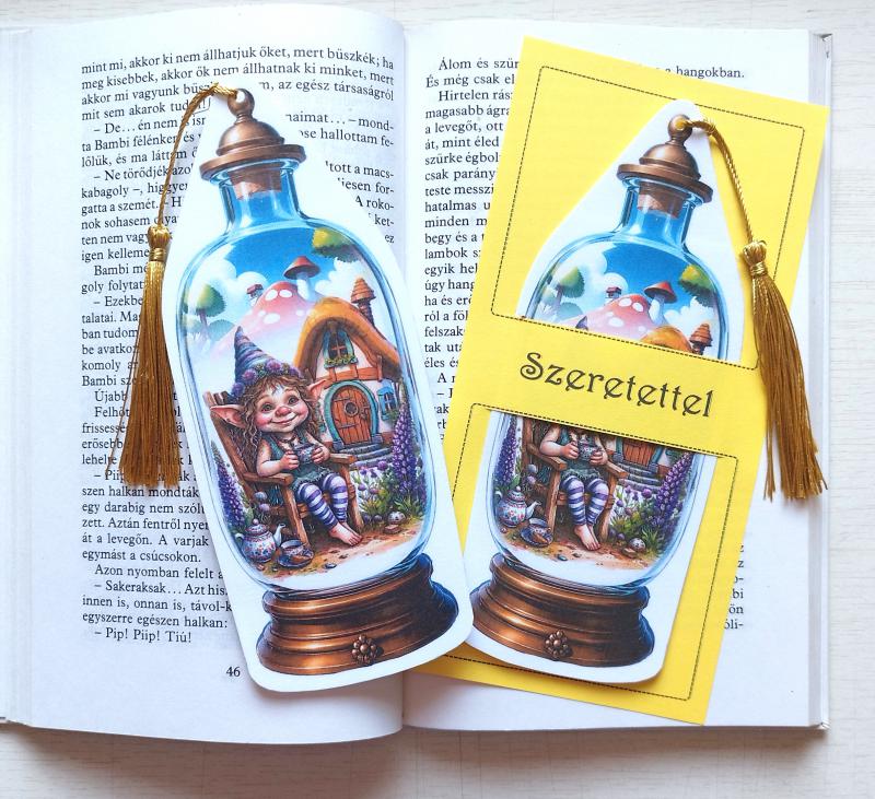 Laminált designer könyvjelző Palackba zárt világ 04