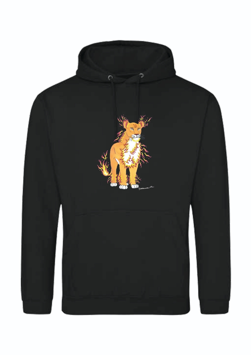 Tűz Oroszlán-Lioness Uniszex Kapucnis Pulóver