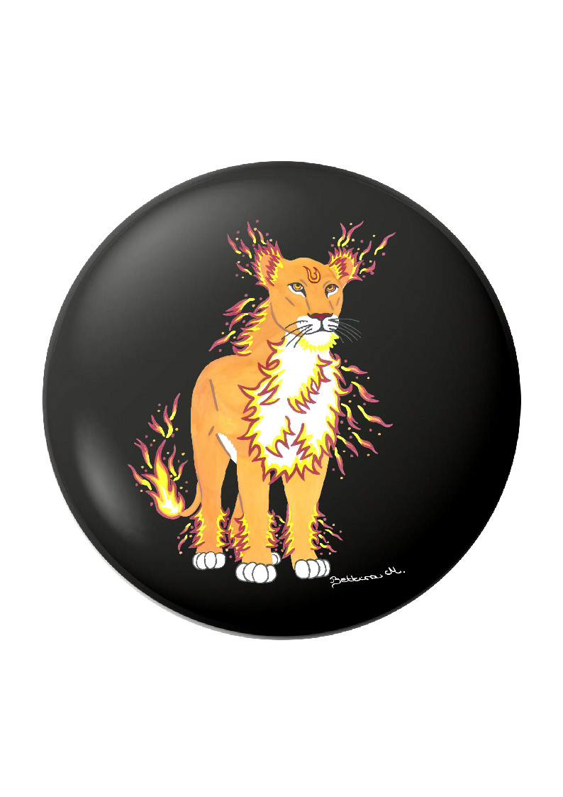 Tűz Oroszlán-Lioness Kitűző